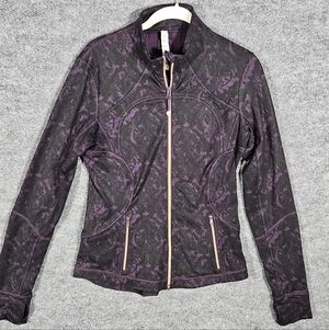 Lululemon Forme Jacket in a black and purple baroque pattern,rose gold Size 6